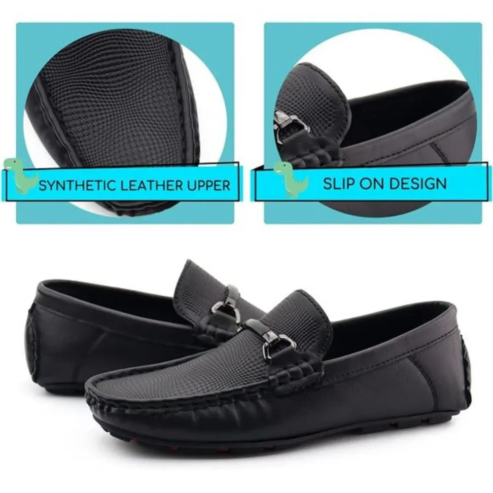 Kids Penny Loafer Casual Slip-On‎ Moccasin Flats Boys Uniform School Black Shoes